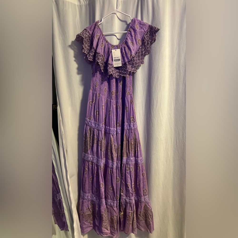 Elegant Purple Strapless Off the Shoulder Dress
